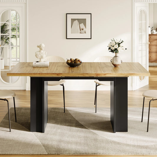 Table à manger extensible 120-160 × 80 cm avec étagères, table de cuisine et table de travail multifonctionnelle aspect bois